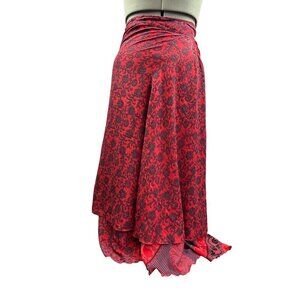 Red & Purple Printed Wrap Skirt